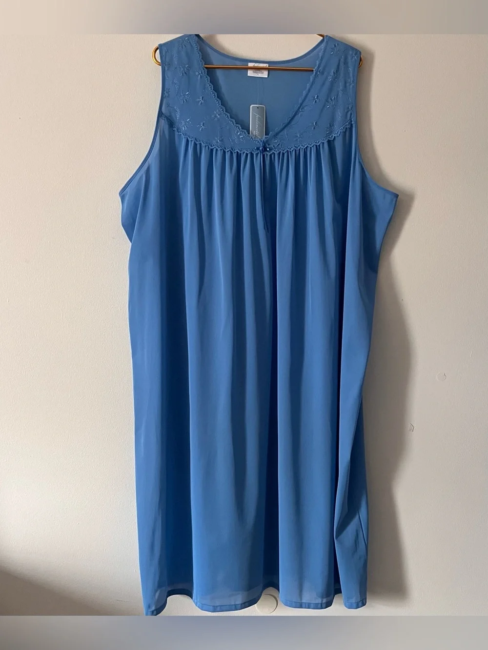 Vintage NWT Fundamentals Blue Embroidered Lace Nightgown Sears Deadstock Size 3X